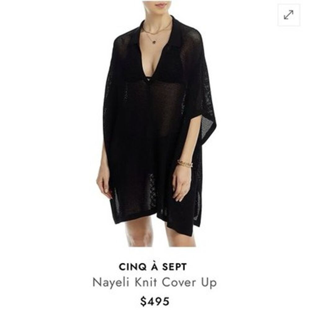 Cinq a Sept Nayeli Knit Cover Up Dress Black XS/S NWT Mesh Resort Luxury $495